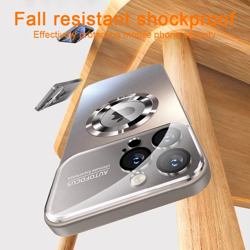 Luxury Glass Camera MagSafe Magnetic iPhone Case