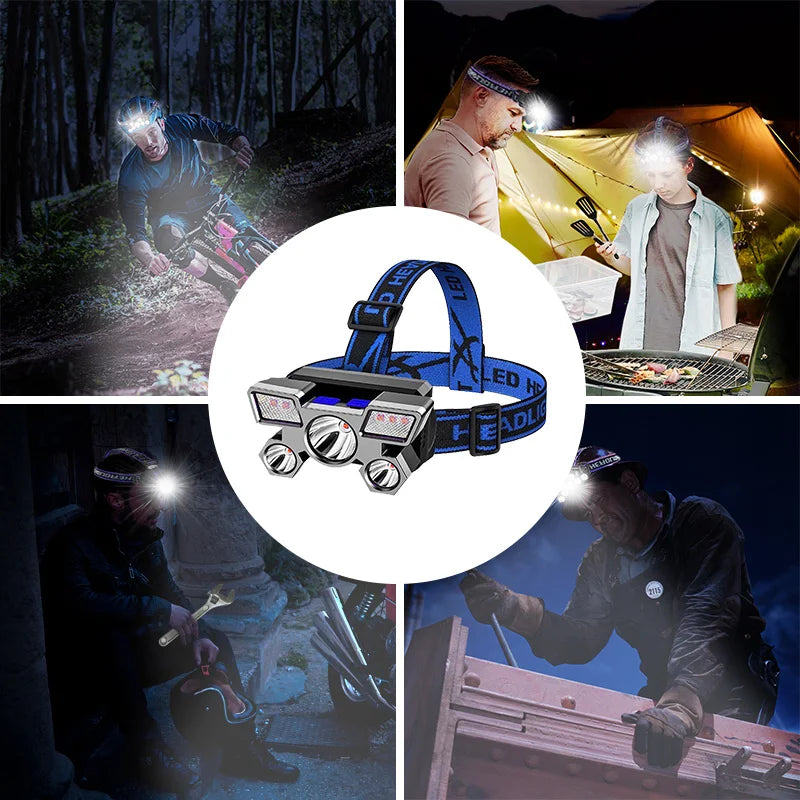 USB Rechargeable 5LED Headlamp