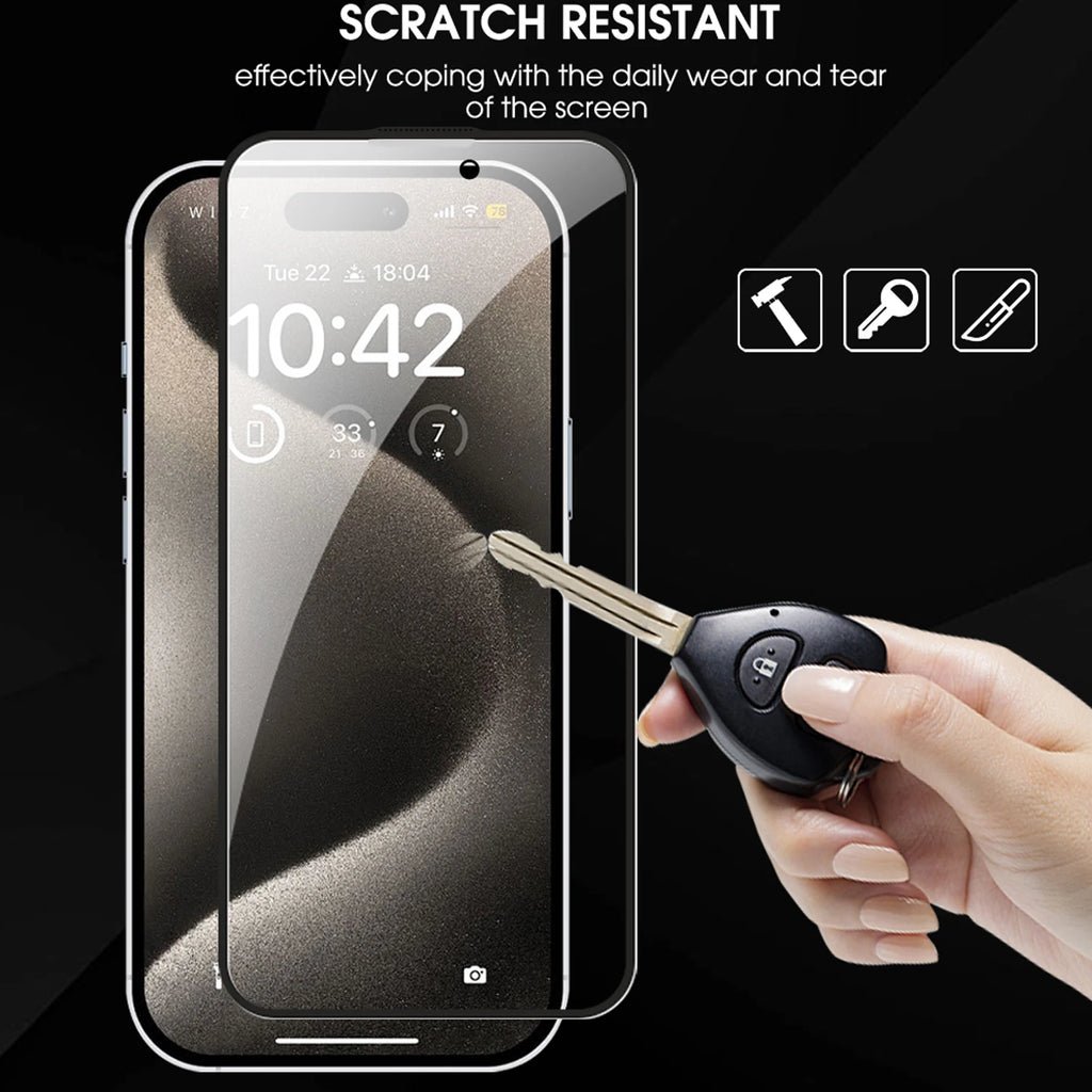 iPhone Tempered Glass Screen Protector (Privacy / Clear, 1–3 Pack, Optional Installation Kit)