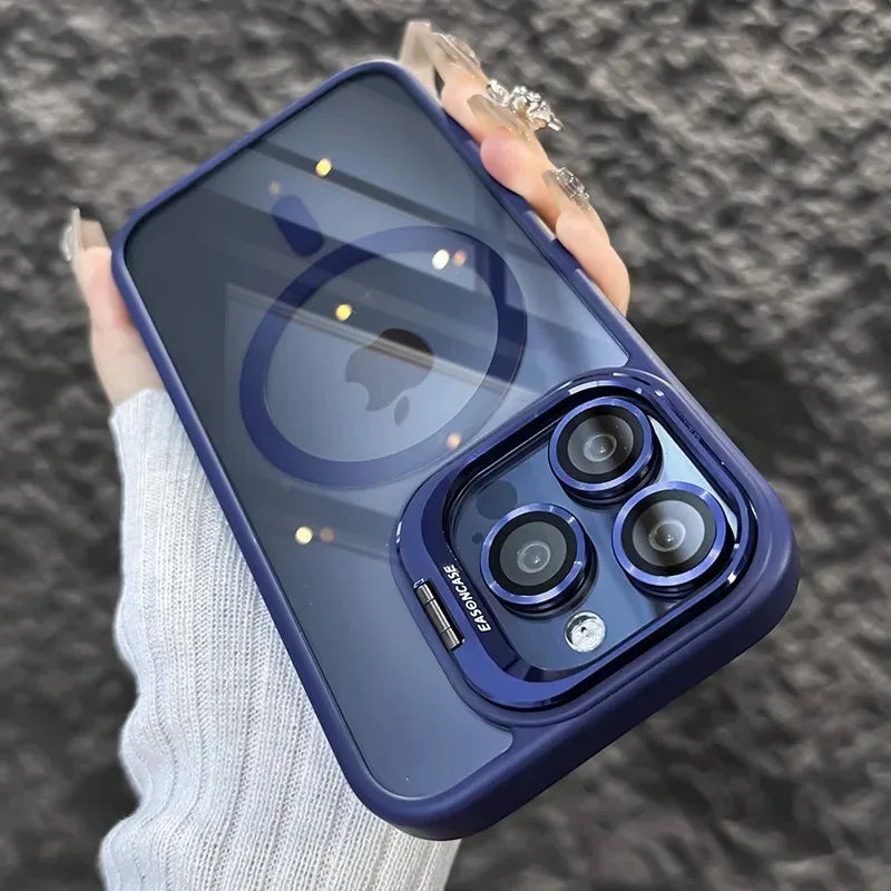 MagSafe Transparent Shockproof iPhone Case with Stand