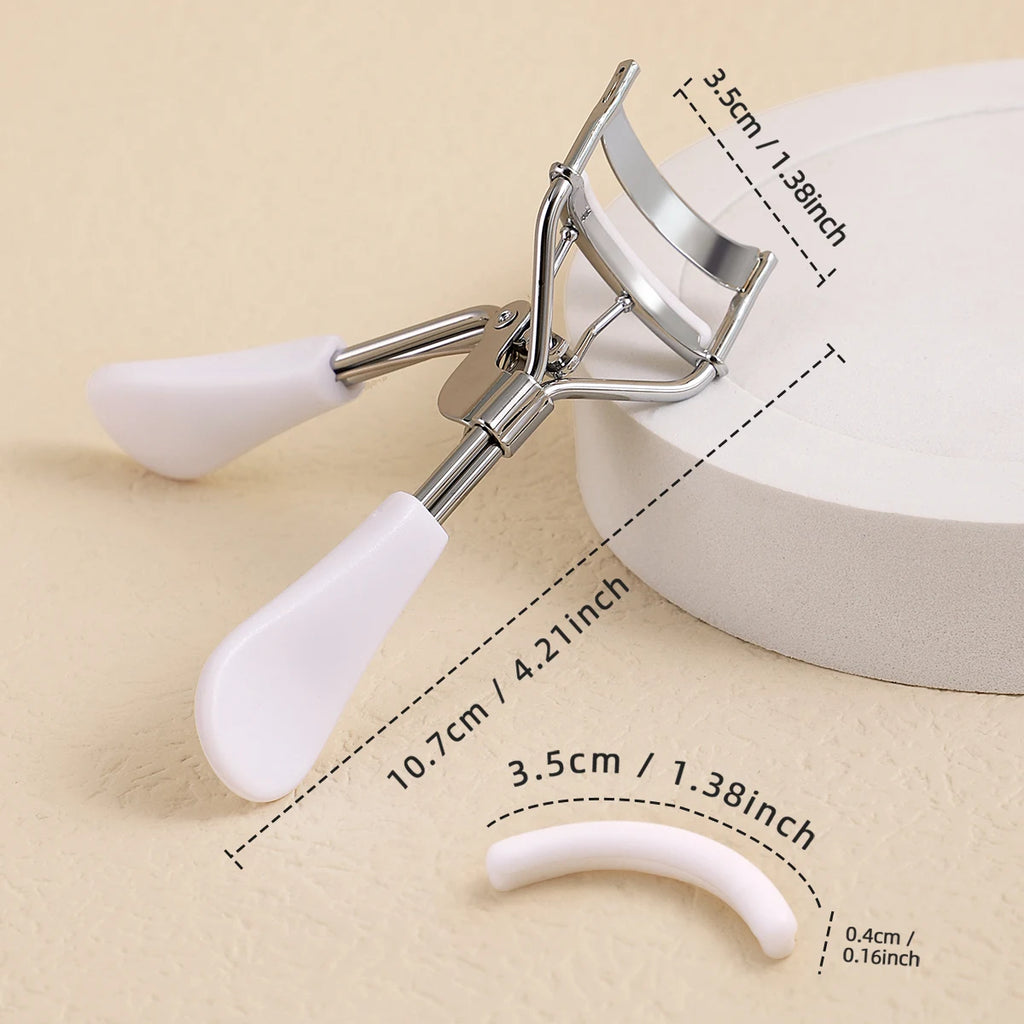 Portable Eyelash Curler with Silicone Pads (Stainless Steel Lash Curling Tool)