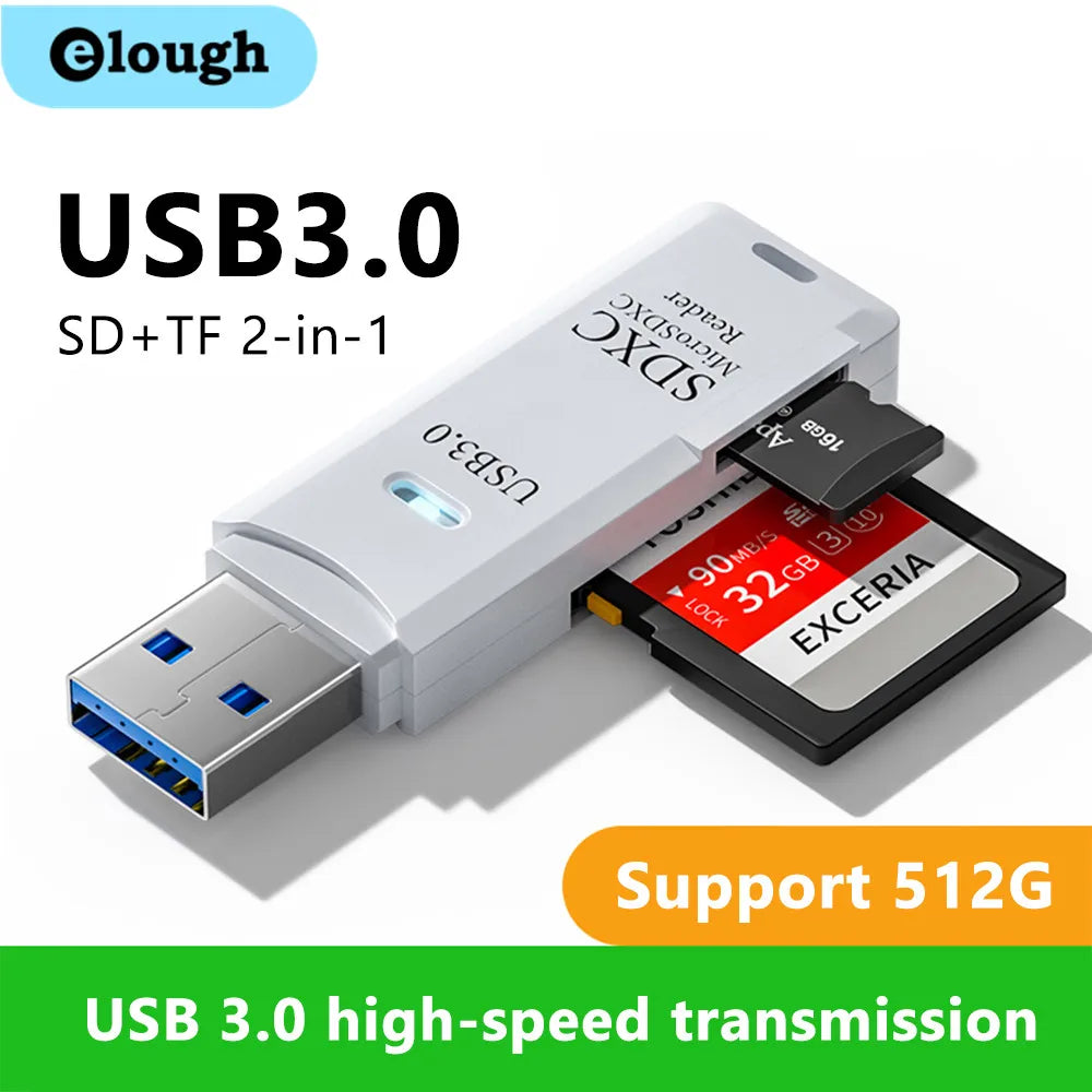 2-in-1 USB 3.0 SD & TF Card Reader