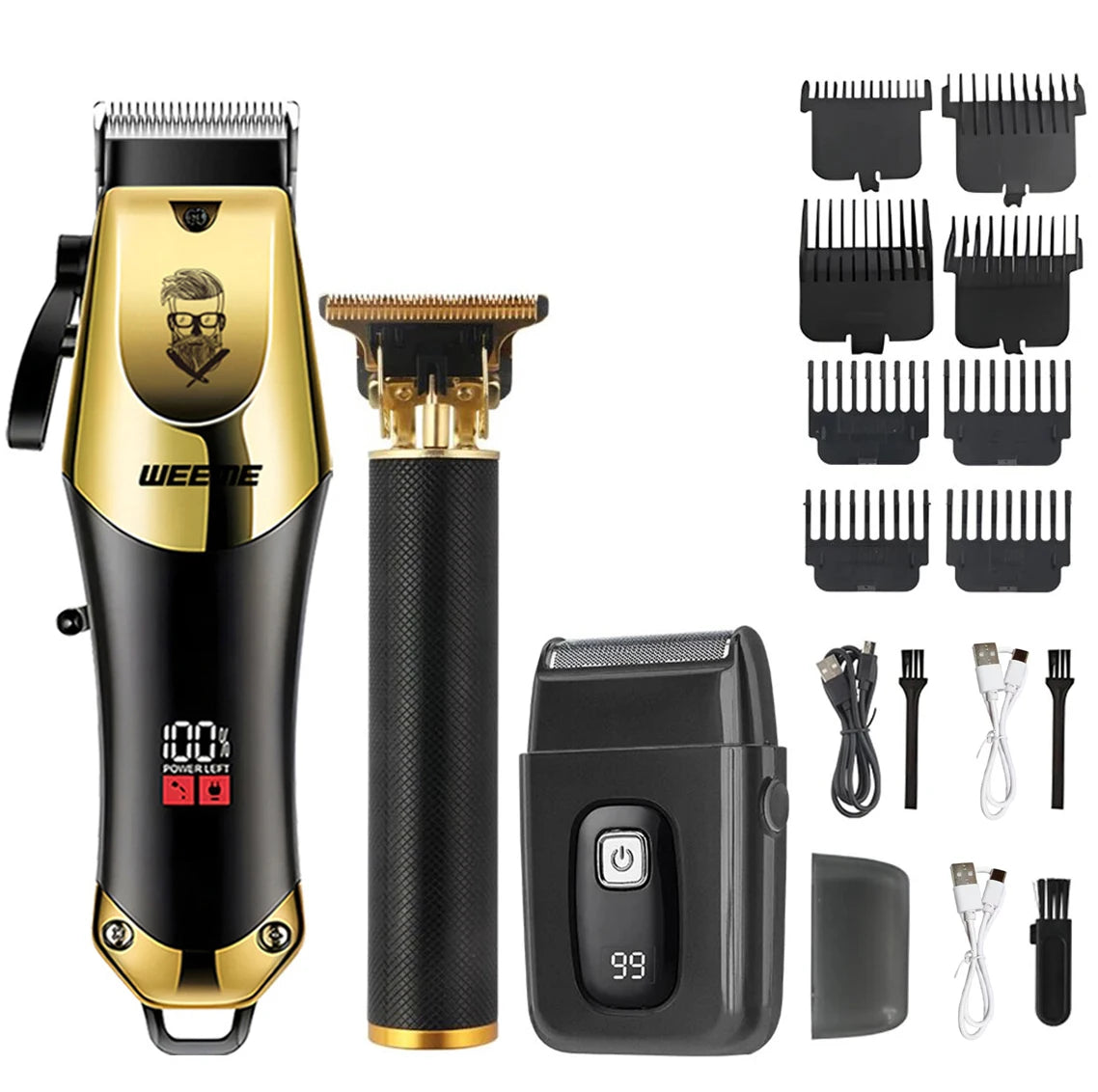 T9 Vintage Hair Clipper & Beard Trimmer Kit (Rechargeable Grooming Set)