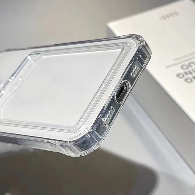 Shockproof Clear Silicone iPhone Case with Card Pocket (Wallet Cover)