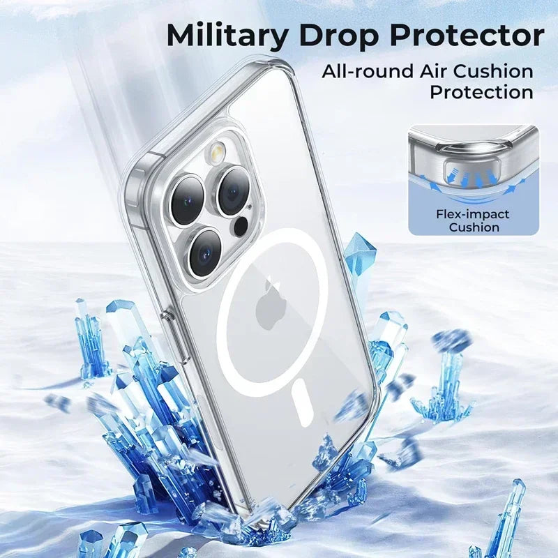 MagSafe Magnetic Clear Silicone iPhone Case (Shockproof Transparent Cover)